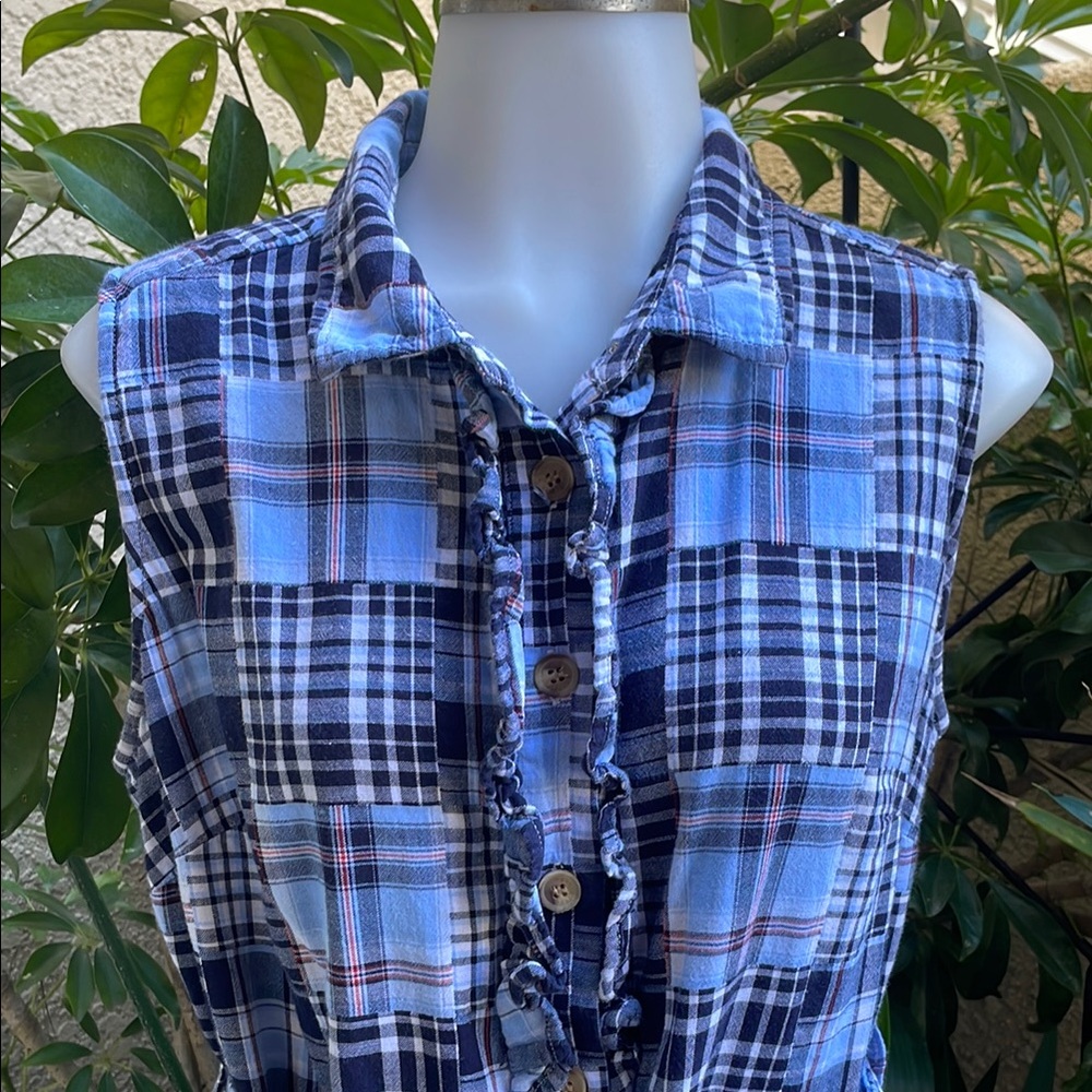 Vintage Multicolored Plaid Tommy Hilfiger Cotton Sleeveless Dress - Picture 3 of 11